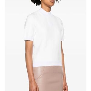 White Mock Neck Short Sleeve Women's Top